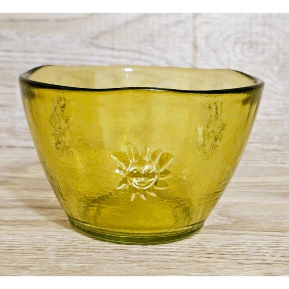 Vintage Vidrios San Miguel Brown Green Sun Face Recycled Tinted Glass From Spain